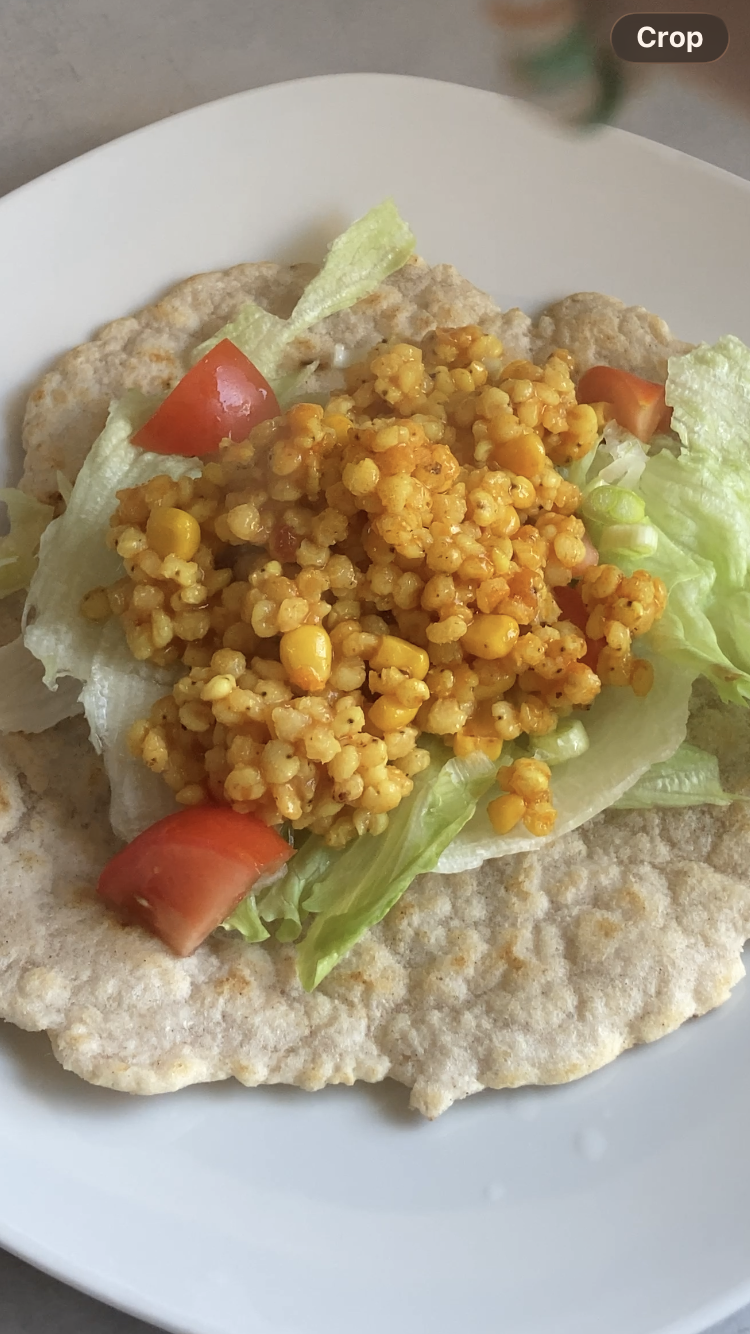 Curry-Sorghumperlen als Tortilla-Füllung (glutenfrei & vegan)